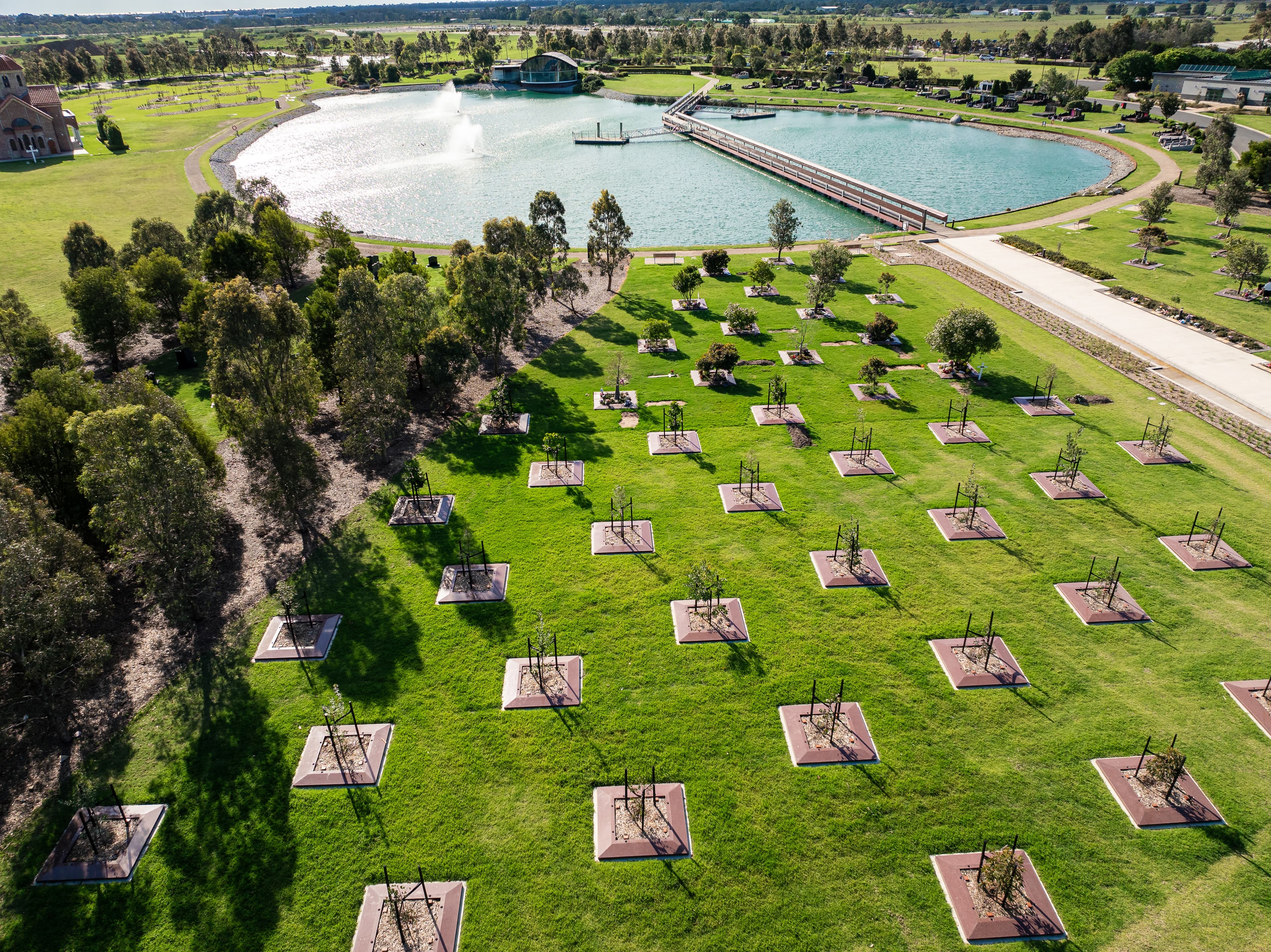 Aerial view of The Glades ornamental trees